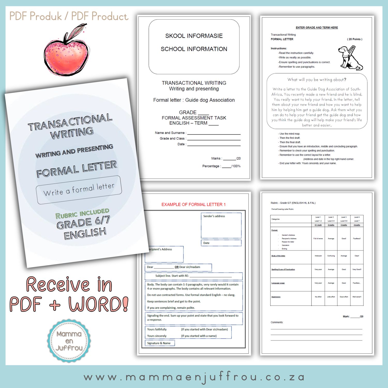 Grade 6 / 7 FORMAL LETTER (ENGLISH HL/FAL)