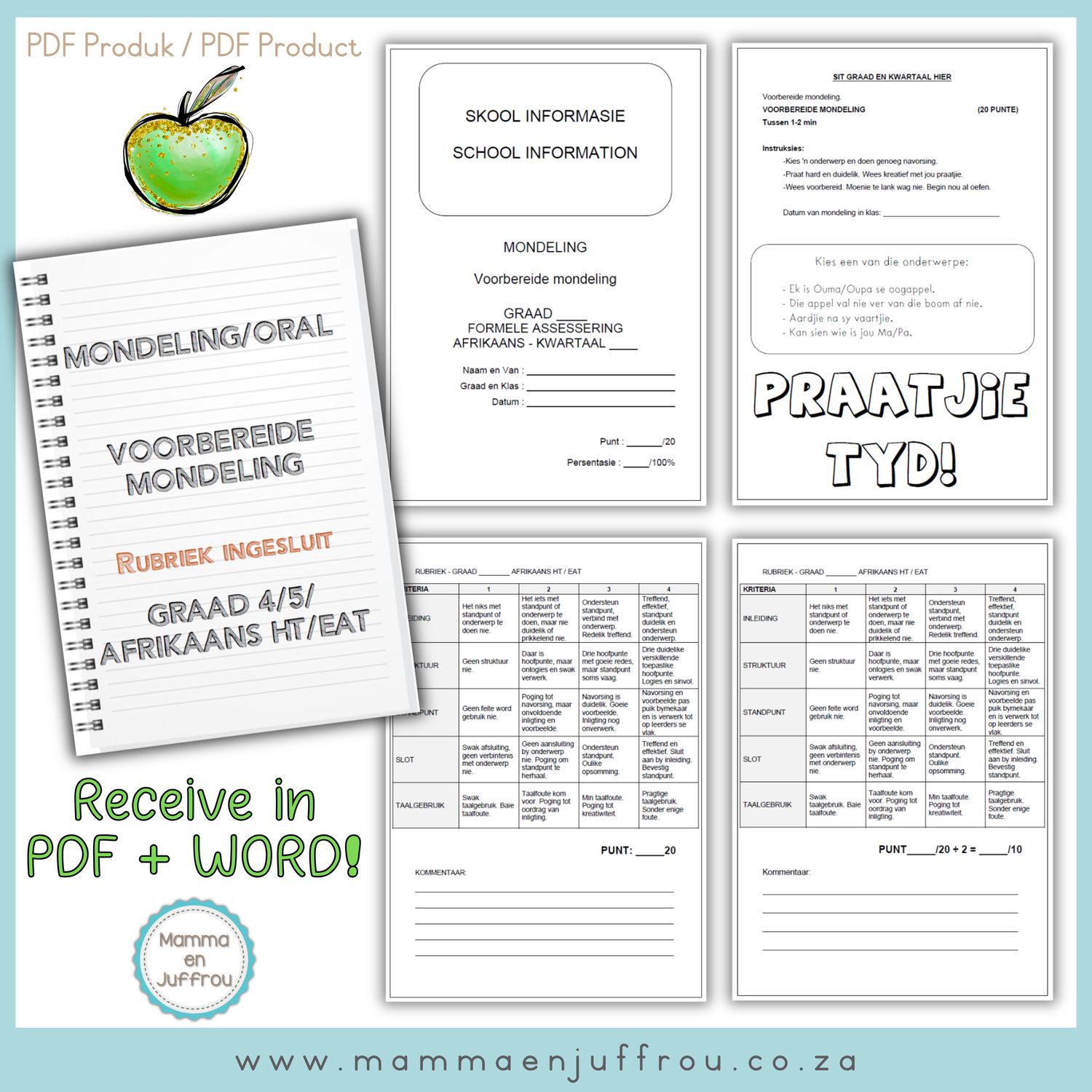 Graad 4/5 - Voorbereide mondeling taak