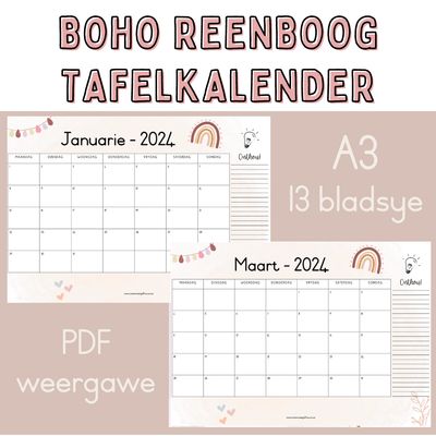 2024 Tafelkalender - BOHO Reenboog
