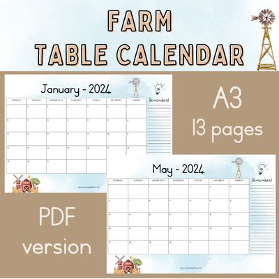 2024 Table Calendar - FARM 01