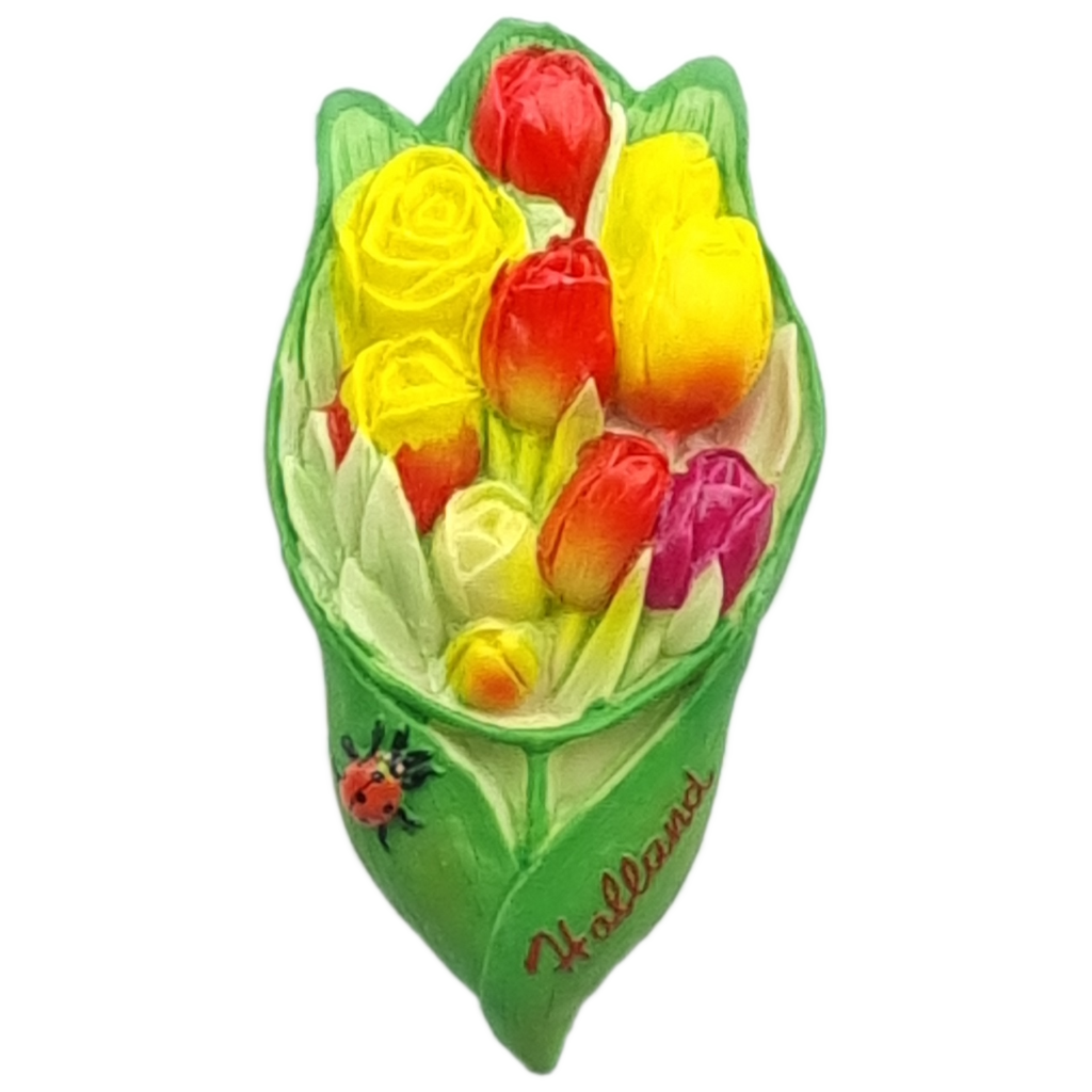 Koelkastmagneet van een bos kleurrijke tulpen