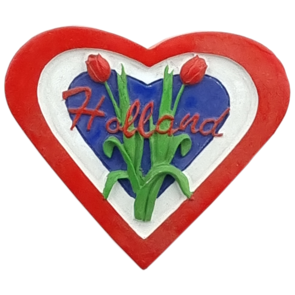 Koelkastmagneet Hart in Hollandse kleuren met Tulpen