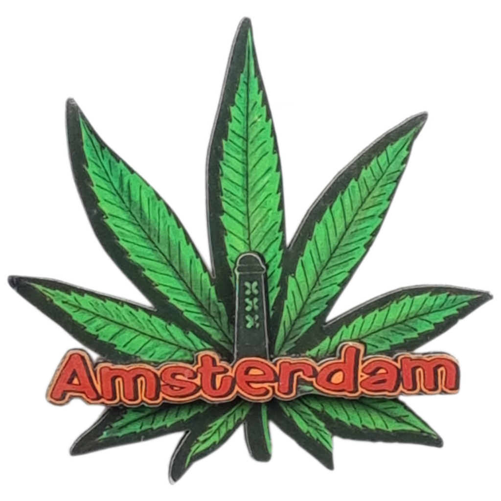 Koelkastmagneet Weedblad Amsterdam MDF