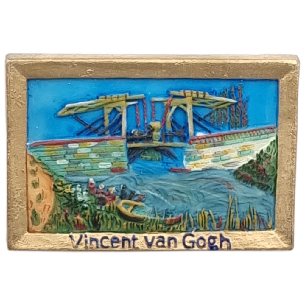 Koelkastmagneet &quot;De brug van Langlois met wassende vrouwen&quot; Vincent van Gogh