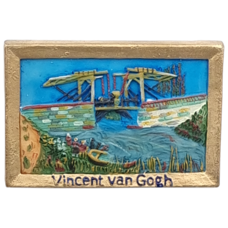 Magneet Vincent van Gogh - De brug van Langlois met wassende vrouwen