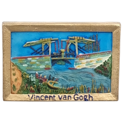 Koelkastmagneet &quot;De brug van Langlois met wassende vrouwen&quot; Vincent van Gogh