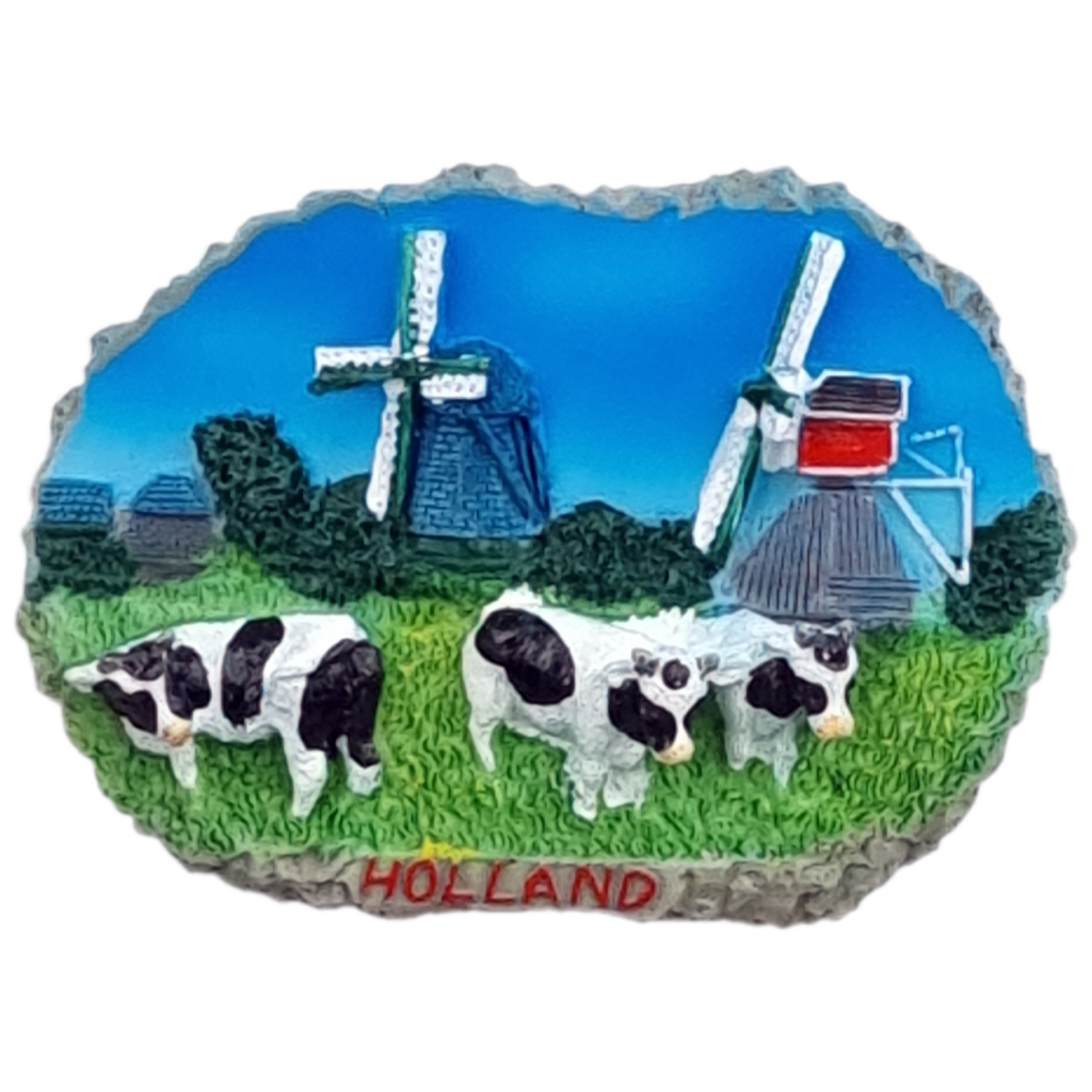 Koelkastmagneet Hollandslandschap op rots geschilderd