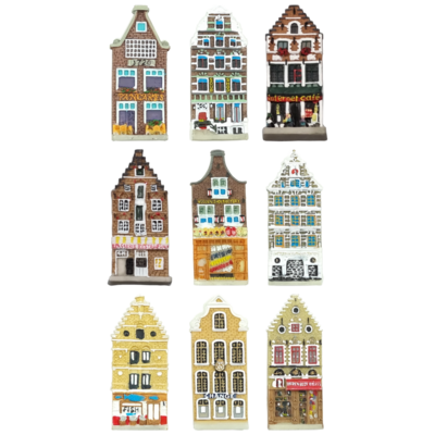 Koelkastmagneten miniaturen Hollandse gevelhuisjes 5,5cm