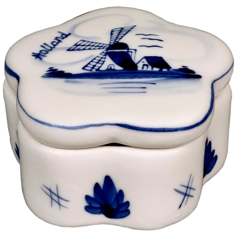 Delfts blauwe Pillendoosje met molen decor