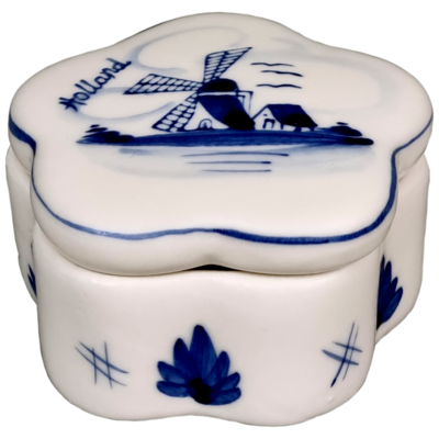 Delfts blauwe Pillendoosje met molen decor