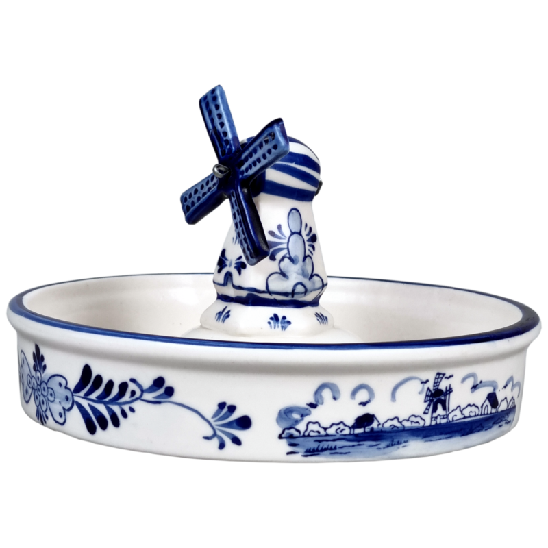 Delfts blauwe Bonbonschaal met molen