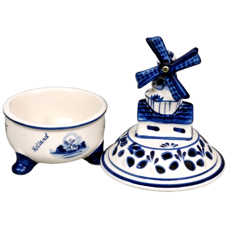 Delfts blauwe Bonbonschaal met molen