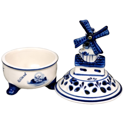 Delfts blauwe Bonbonschaal met molen