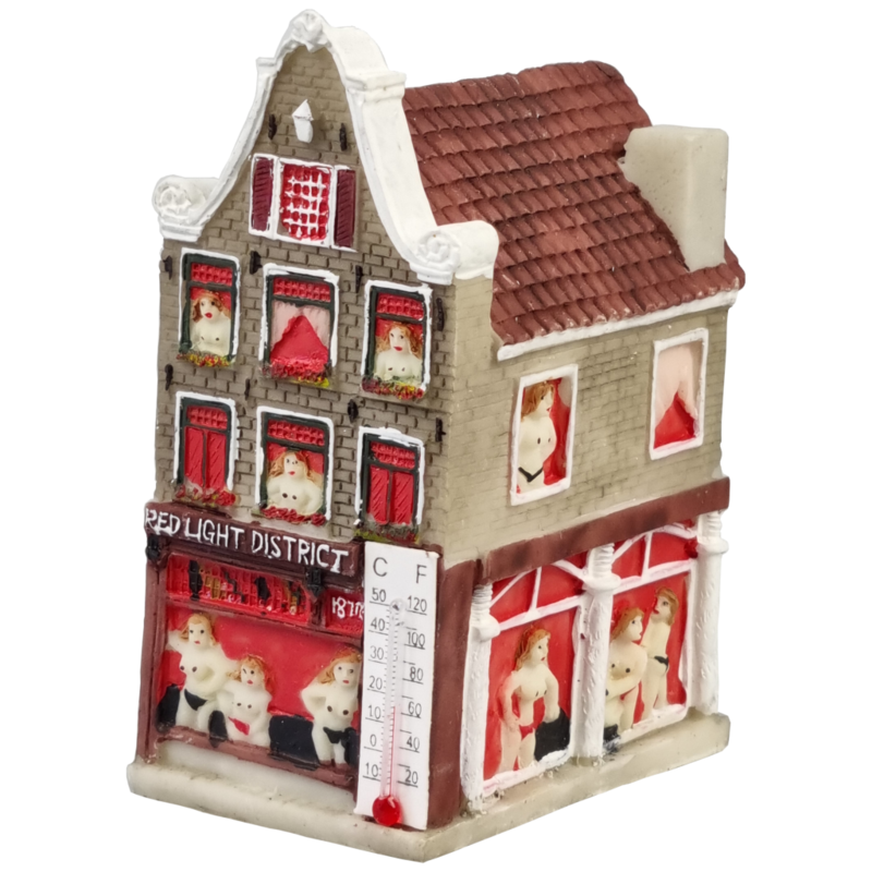 Gevelhuisje &quot;Red Light District&quot; met thermometer