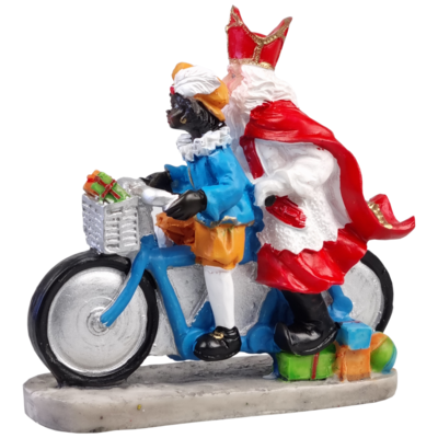 Sint en Piet op fiets