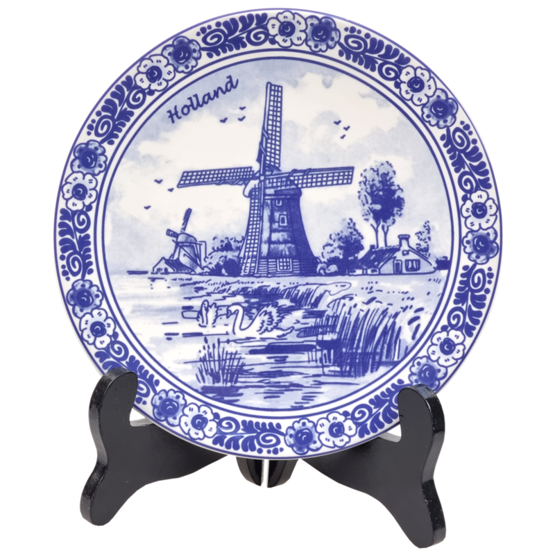 Delfts blauwe Wandbord, Molen 15 cm in doos