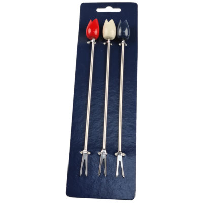 Fonduevork set/3 tulp r/w/b
