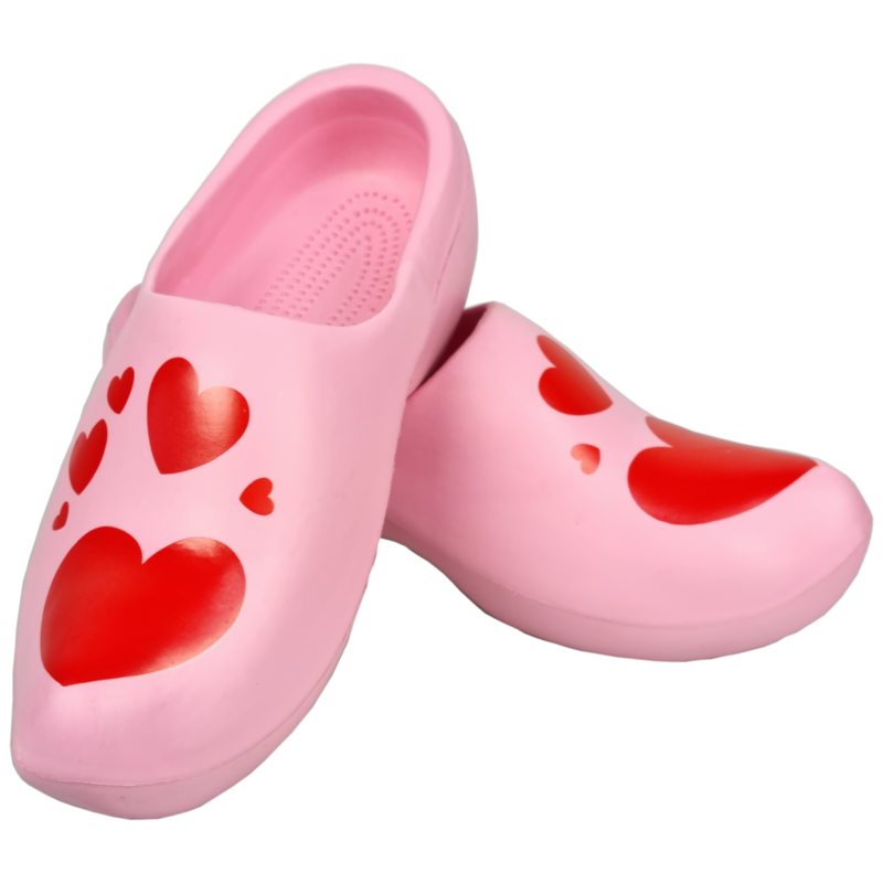 EVA Kunststof draagklomp roze met hartjes