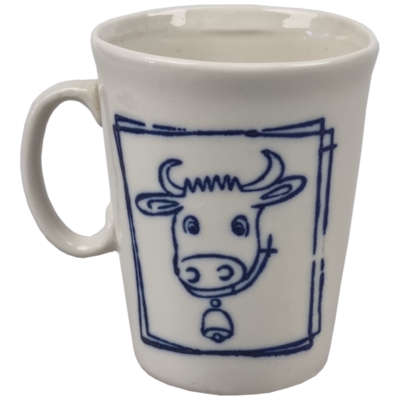 Beker met koemotief blauw