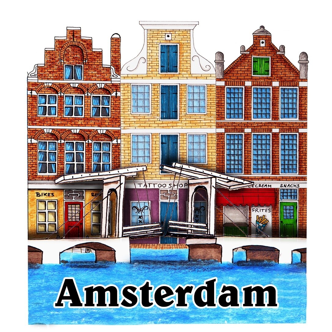 Memo Print 3huisjes/brug A&#39;dam
