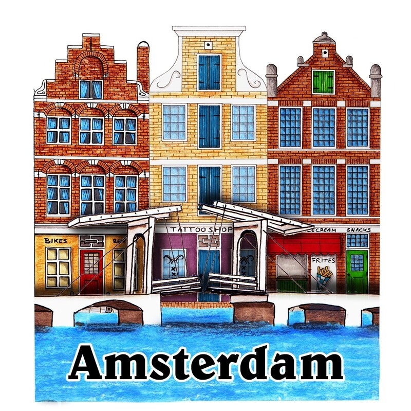 Magneet Amsterdam, straatje - MDF