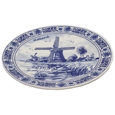 Delfts blauwe Wandbord, Molen 20 cm in doos