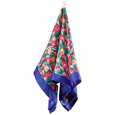 Zijden shawl tulpen donker blauw