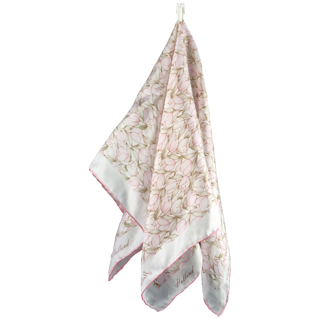 Zijden shawl tulpen wit