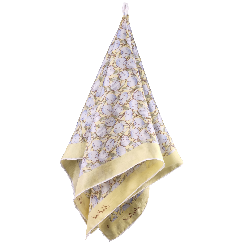 Zijden shawl tulpen geel