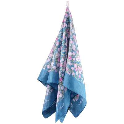 Zijden shawl tulpen petrol
