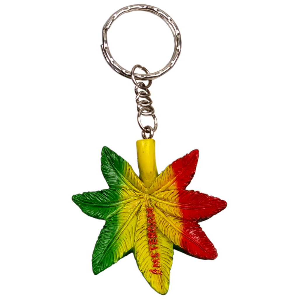 Sleutelhanger weedblad rasta