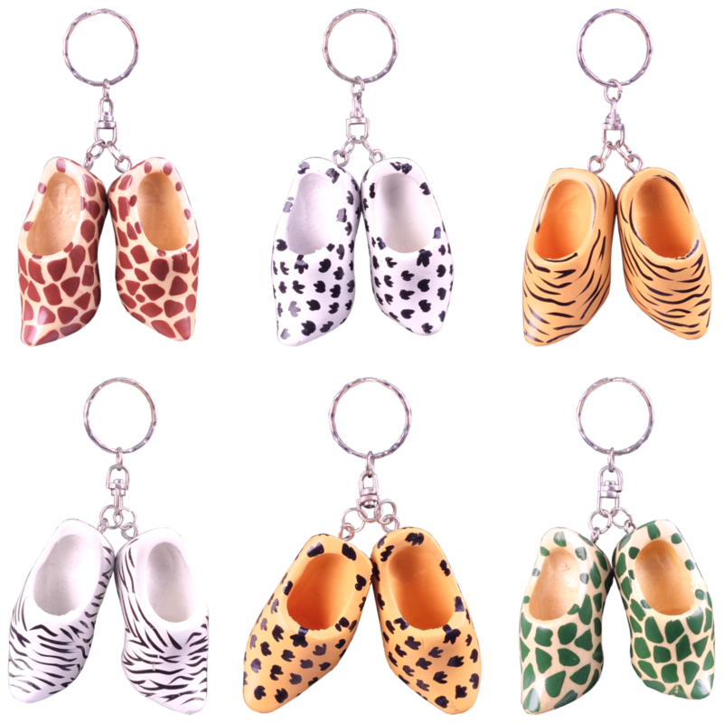 Klompjes Safari 6 cm,  6 assorti - sleutelhanger