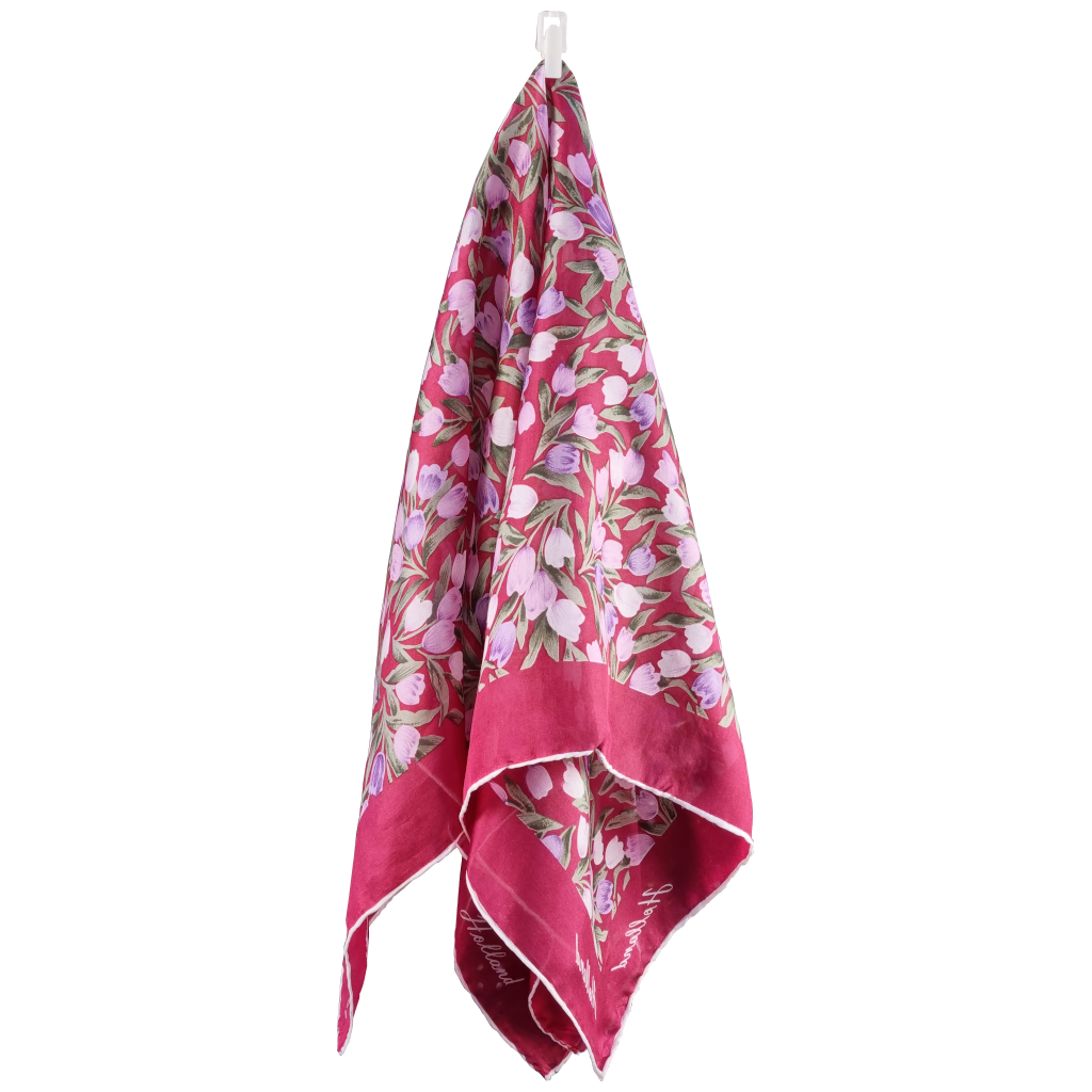 Silk scarf tulip red 100x100