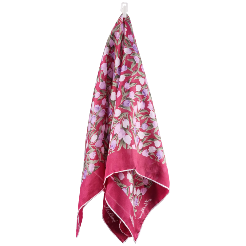 Polyester sjaal tulpen bordeau