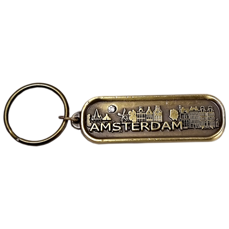 Sleutelhanger Amsterdam skyline brons