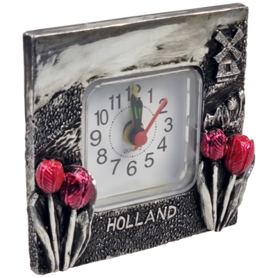 Klok Hol. tulpen zilver
