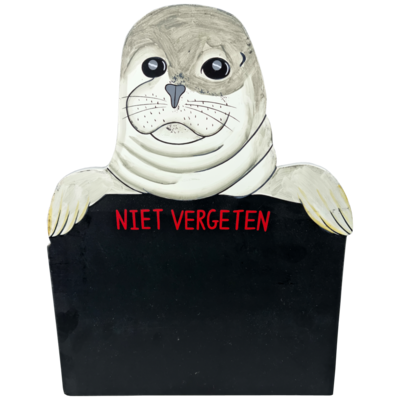 &#39;Niet vergeten&#39; bord Zeehond