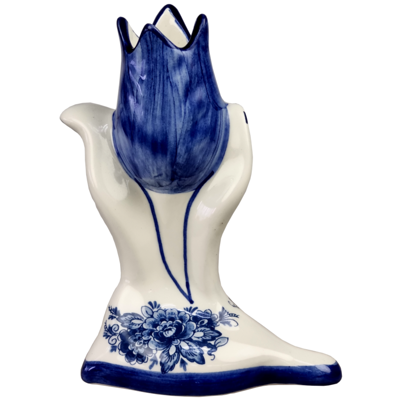 Delfts blauwe Tulpkandelaar met kromme voet