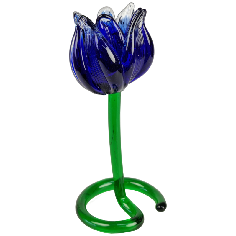 Kandelaar glazen tulp op voet 22cm