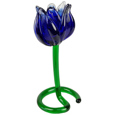 Kandelaar glazen tulp op voet 22cm