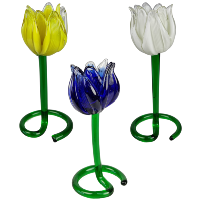 Kandelaar glazen tulp op voet 22cm