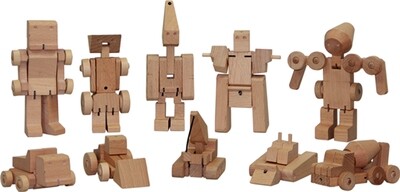 Wooden transformer set 5 ass.