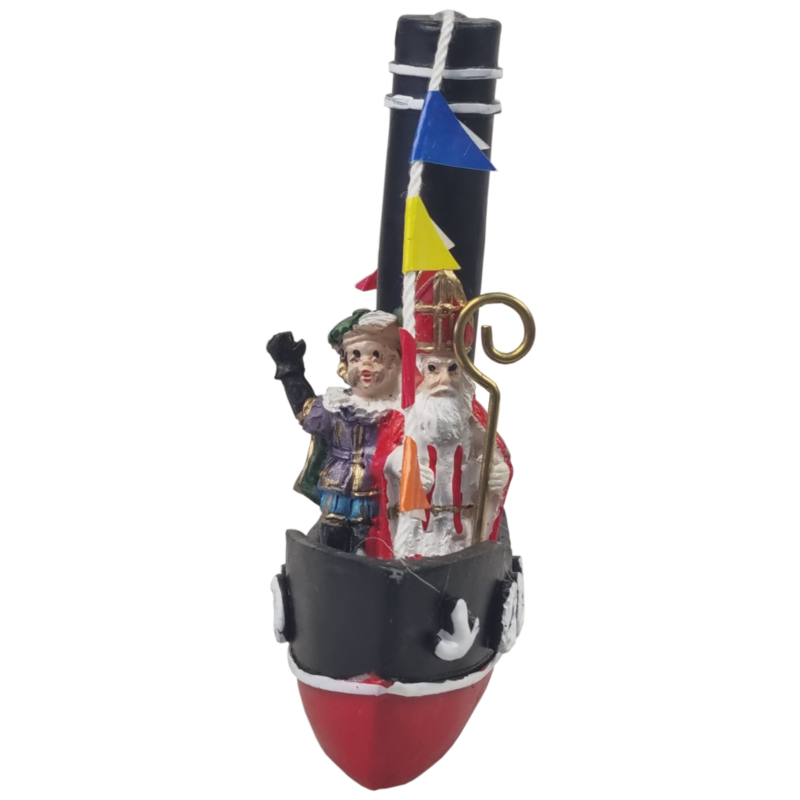 Stoomboot van Sinterklaas en Roetveeg Piet 10 cm