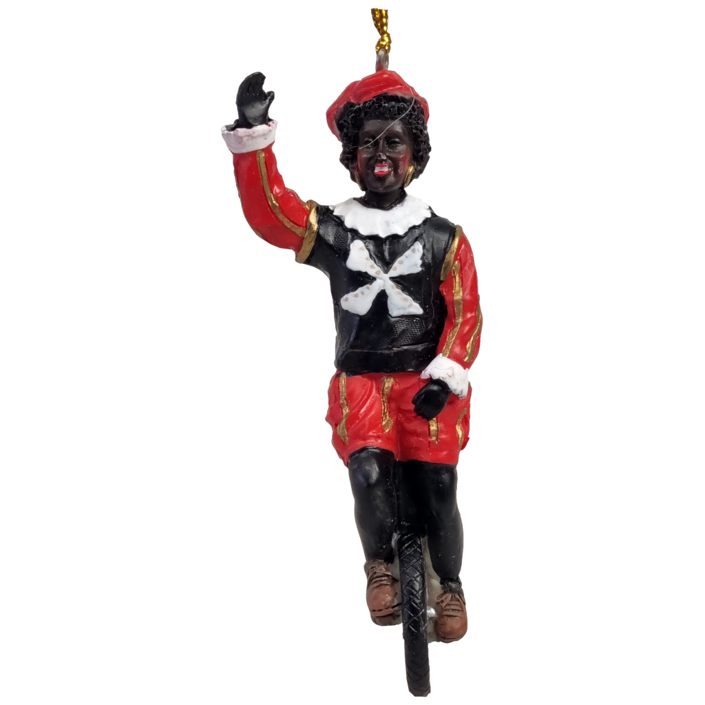 Zwarte piet op eenwieler