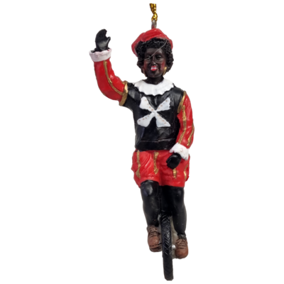 Zwarte piet op eenwieler