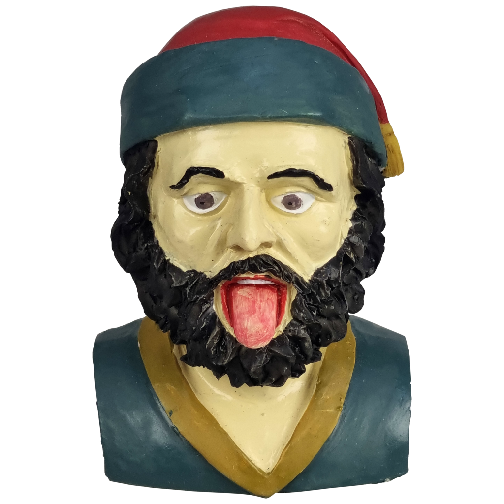 Gaper man met gekrulde baard presse-papier