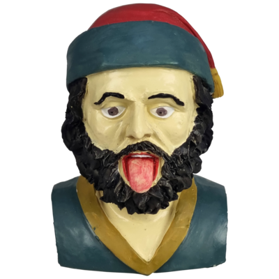 Gaper man met gekrulde baard presse-papier