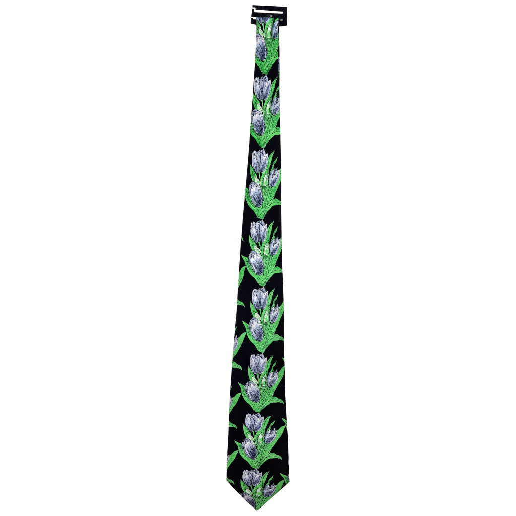 Zijden stropdas gr.tulp/zwart