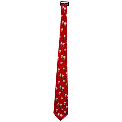 Stropdas rood, gele tulpjes