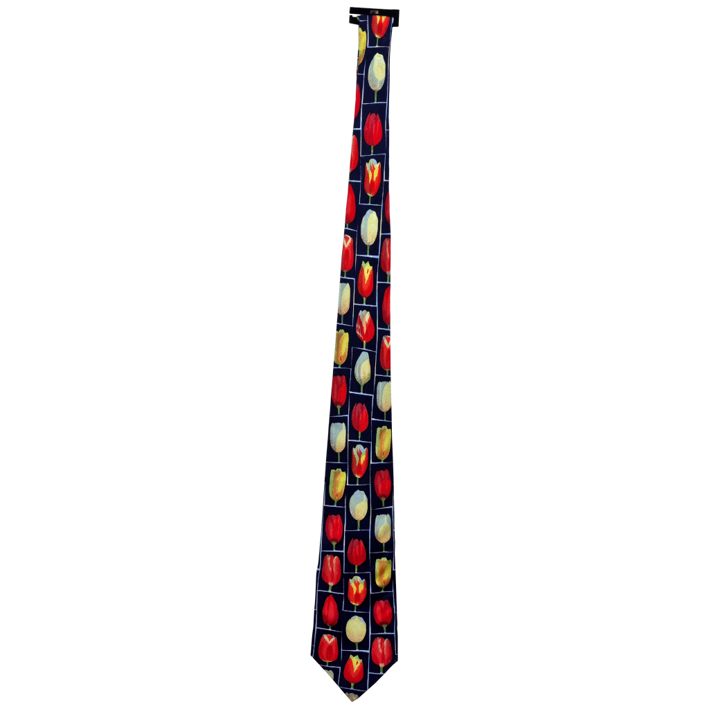 Zijden stropdas tulpen marine